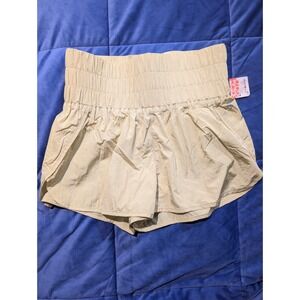 Free Movement Women's Smocked Waist Running Athletic Shorts Yellow - Size L